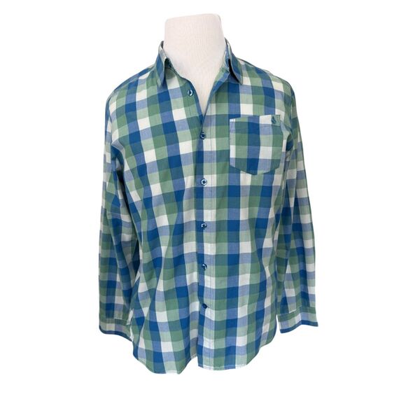 Volcom Men's Blue Green Plaid Casual‎ Cotton Workwear Button Down Shirt L - Picture 1 of 12
